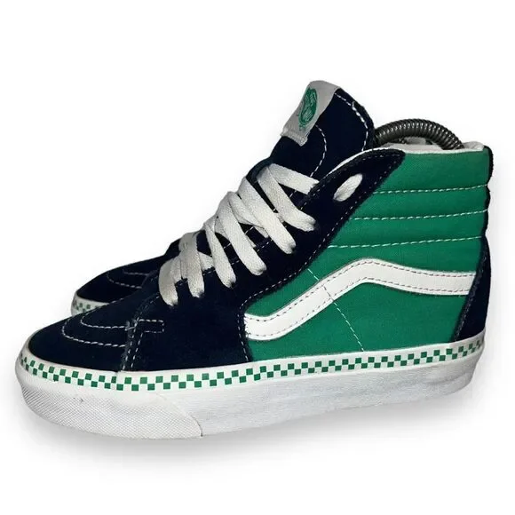 Vans Sk8-Hi Skate Shoes Navy Suede / Aqua Canvas / White Women's 5 - Picture 2 of 11